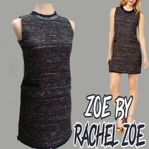 Faux leather & tweed shift dress